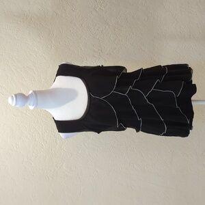 WHBM Black Tiered Ruffle Eyelash Trim Sleeveless Top Size Medium